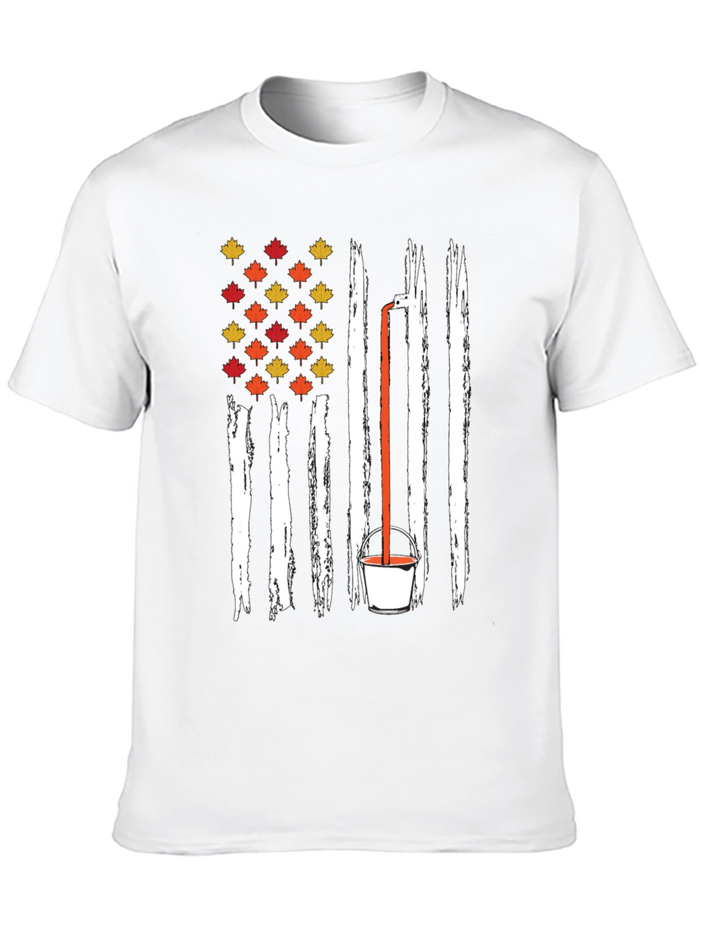 Fall Maple Leaf American Flag T-Shirt