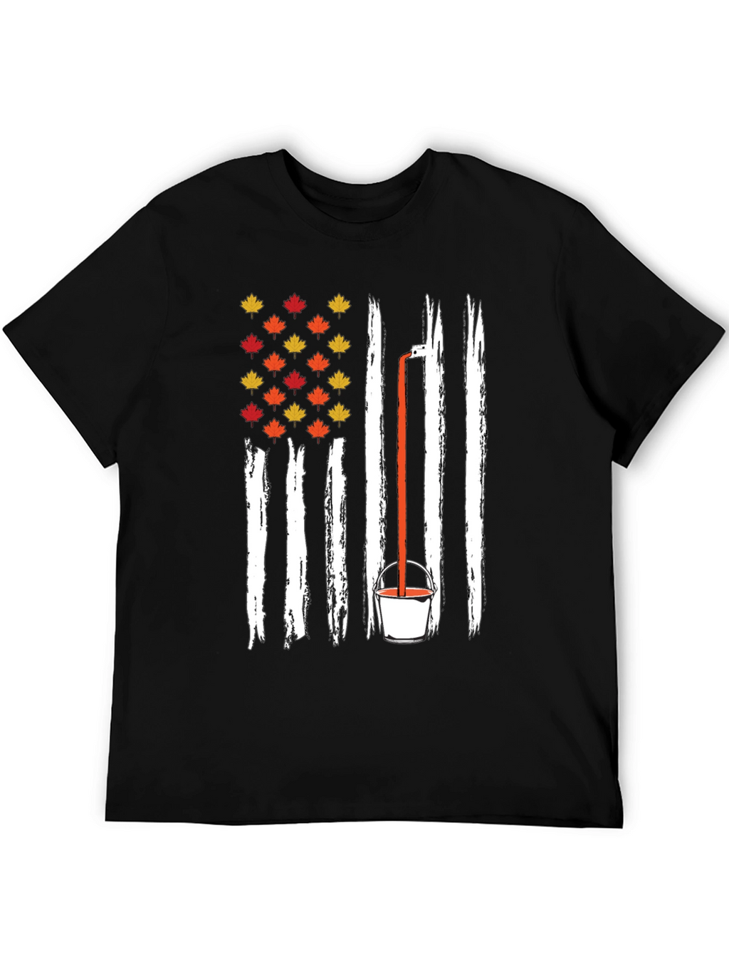Fall Maple Leaf American Flag T-Shirt