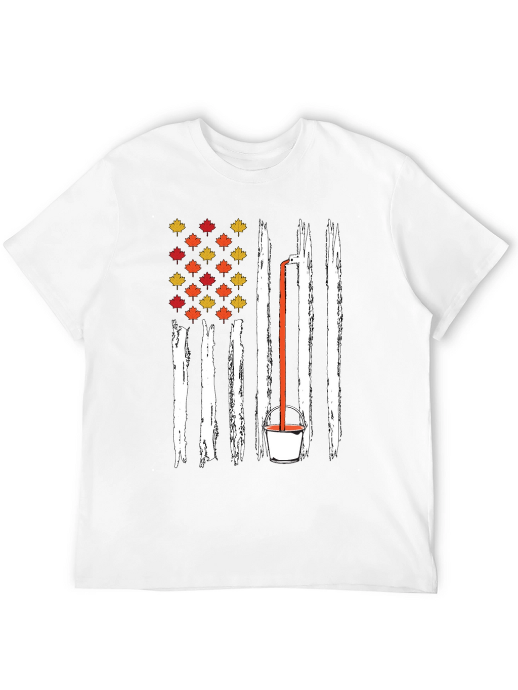 Fall Maple Leaf American Flag T-Shirt