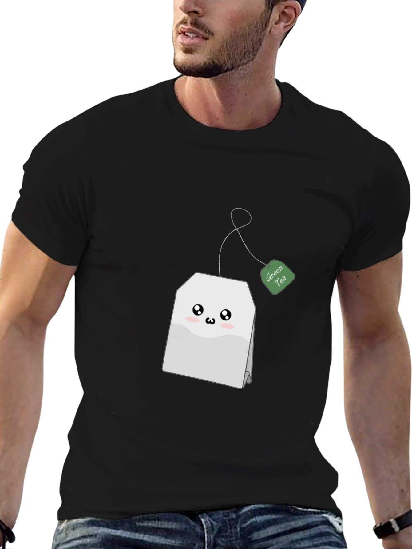 Cute Green Tea Bag T-Shirt - Black