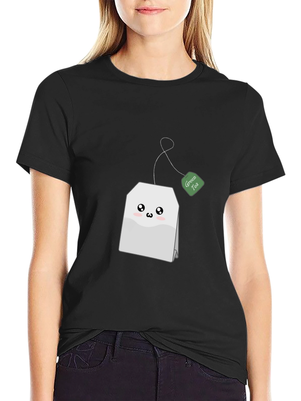 Cute Green Tea Bag T-Shirt - Black