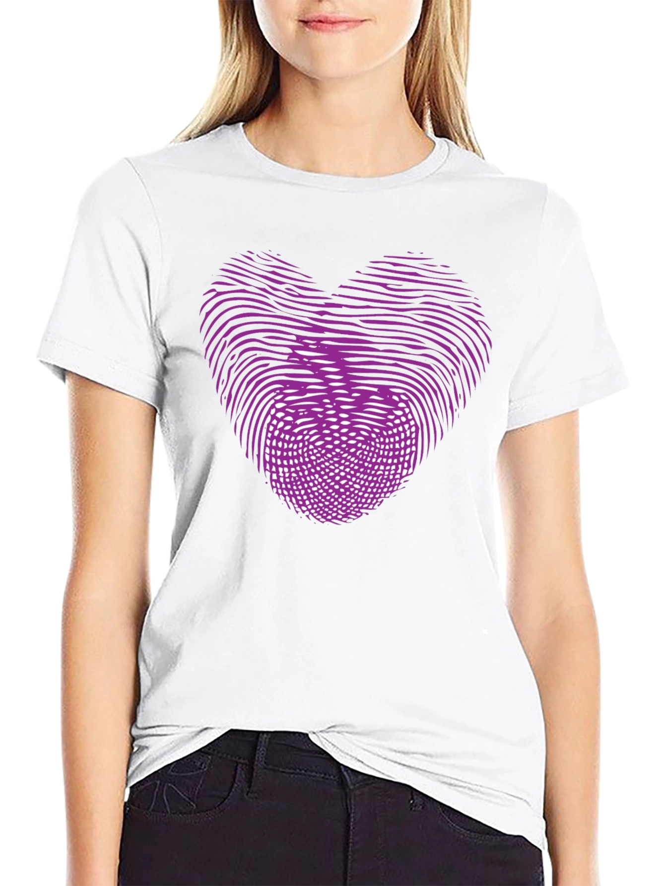 Heart Fingerprint Graphic Black T-Shirt
