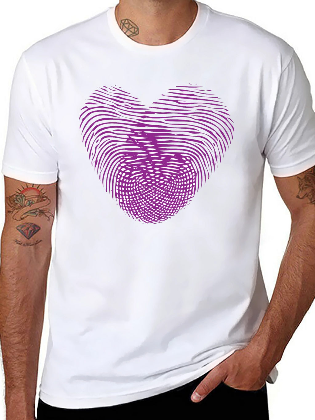 Heart Fingerprint Graphic Black T-Shirt