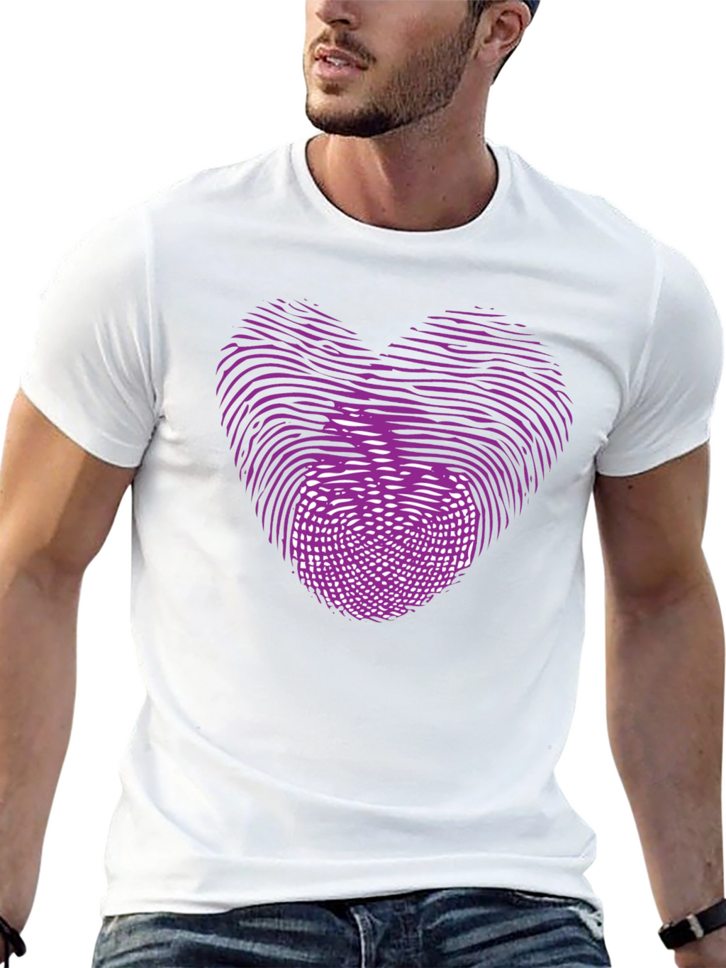 Heart Fingerprint Graphic Black T-Shirt