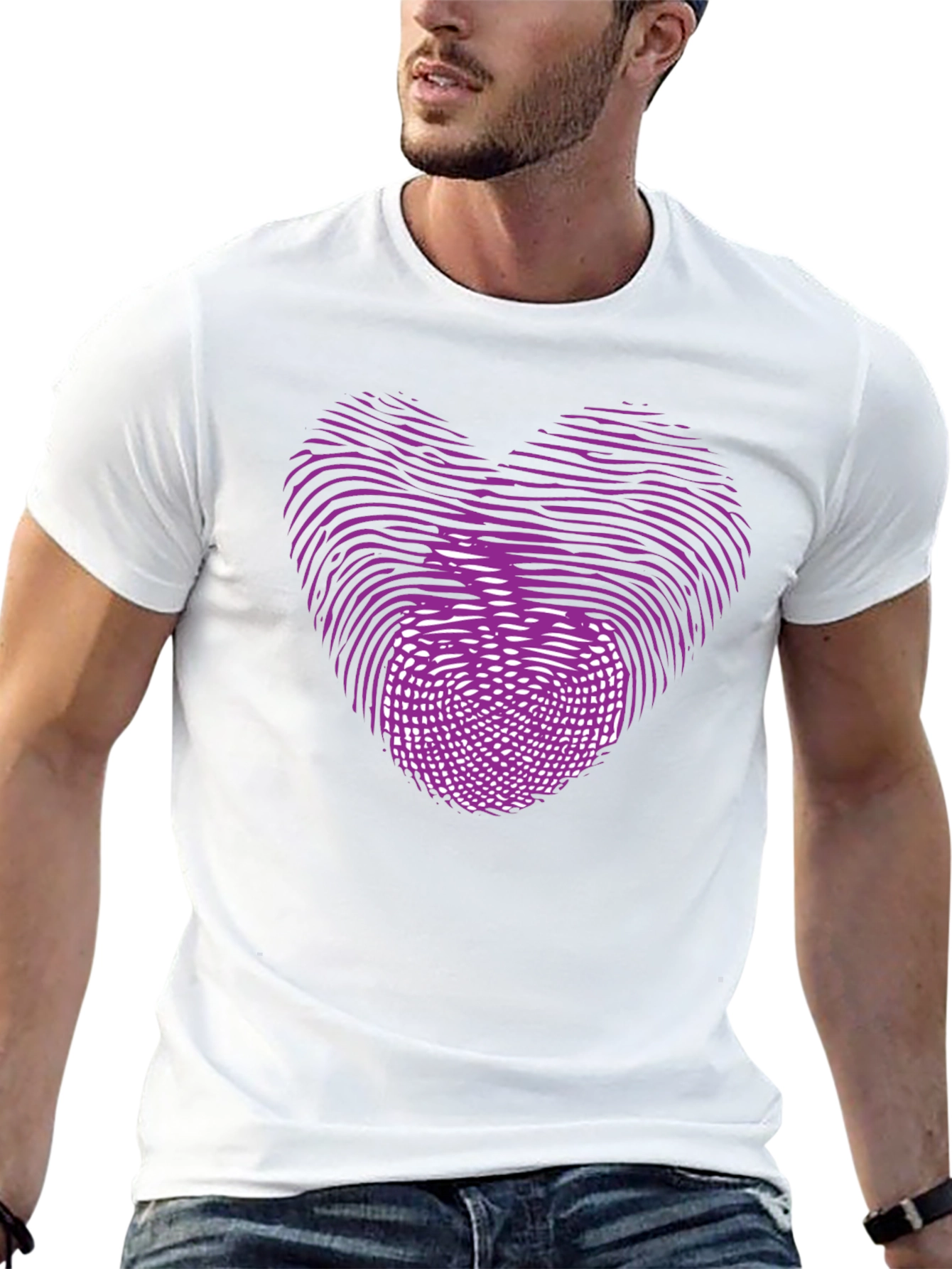 Heart Fingerprint Graphic Black T-Shirt
