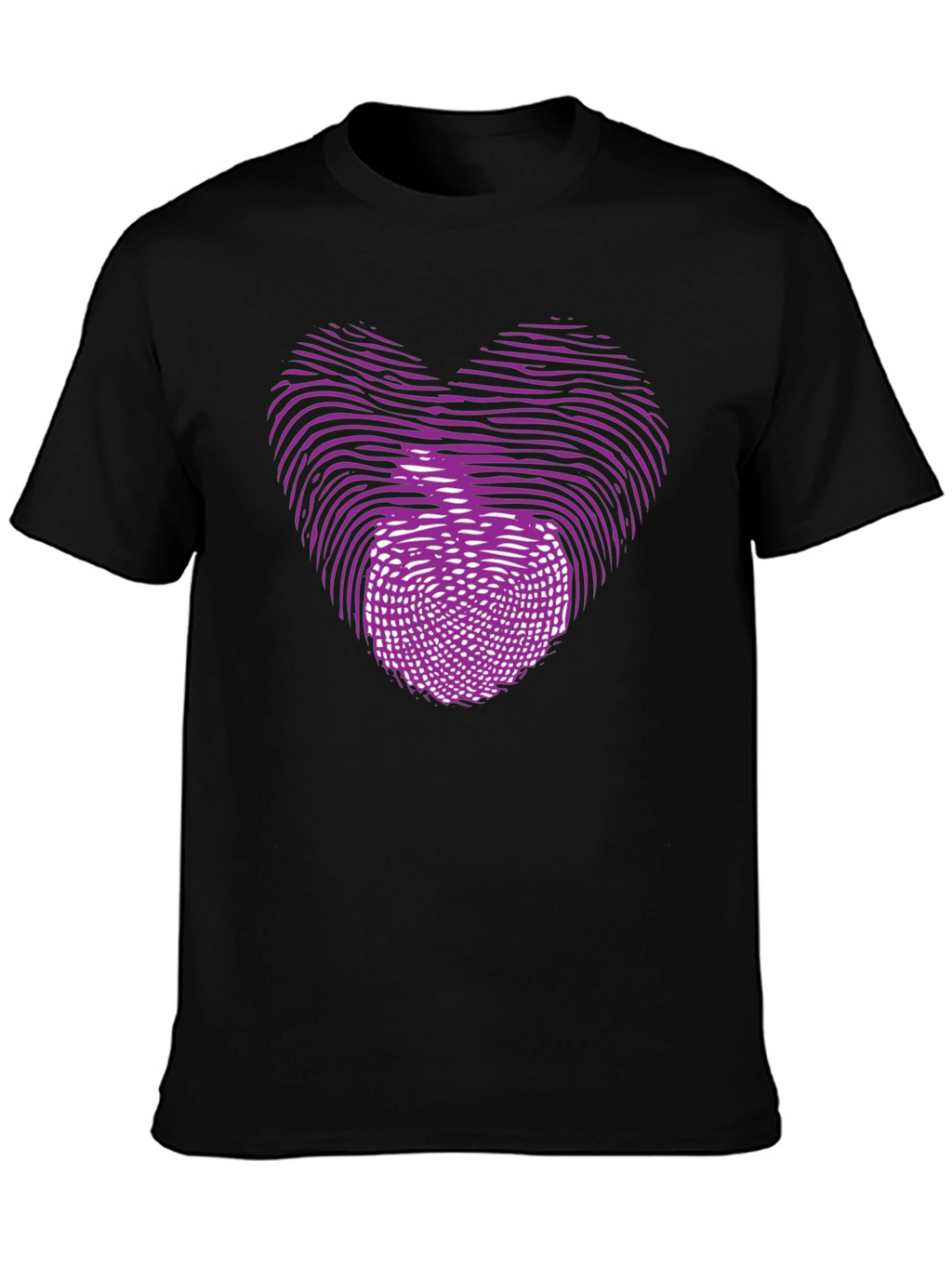 Heart Fingerprint Graphic Black T-Shirt