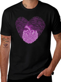 Heart Fingerprint Graphic Black T-Shirt