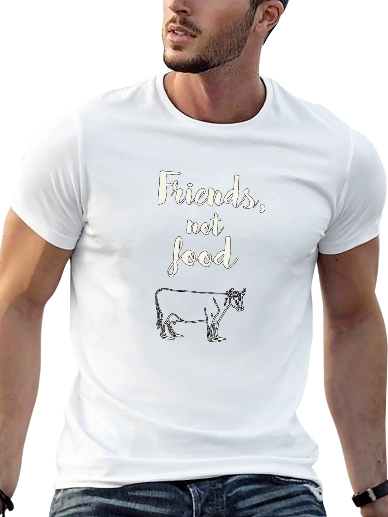 Vegan Friends Not Food Black Tee