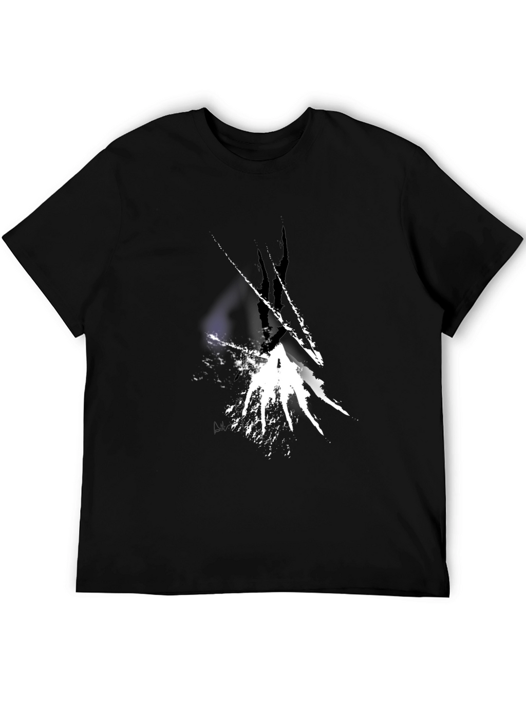 Abstract White Splatter Black T-Shirt