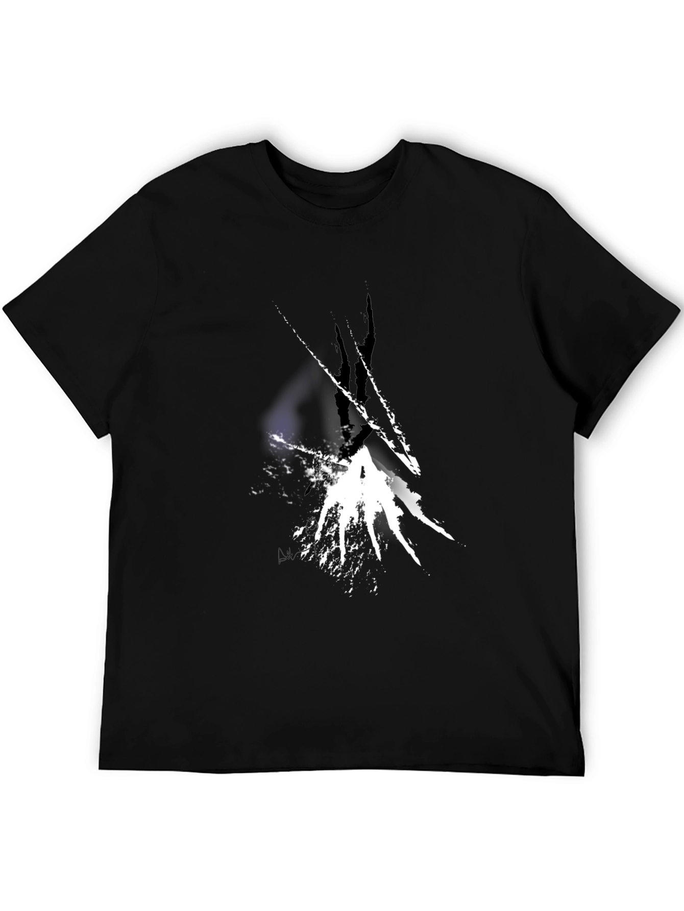 Abstract White Splatter Black T-Shirt