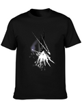 Abstract White Splatter Black T-Shirt