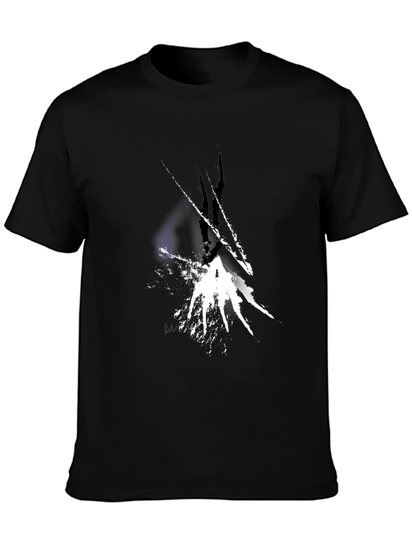 Abstract White Splatter Black T-Shirt
