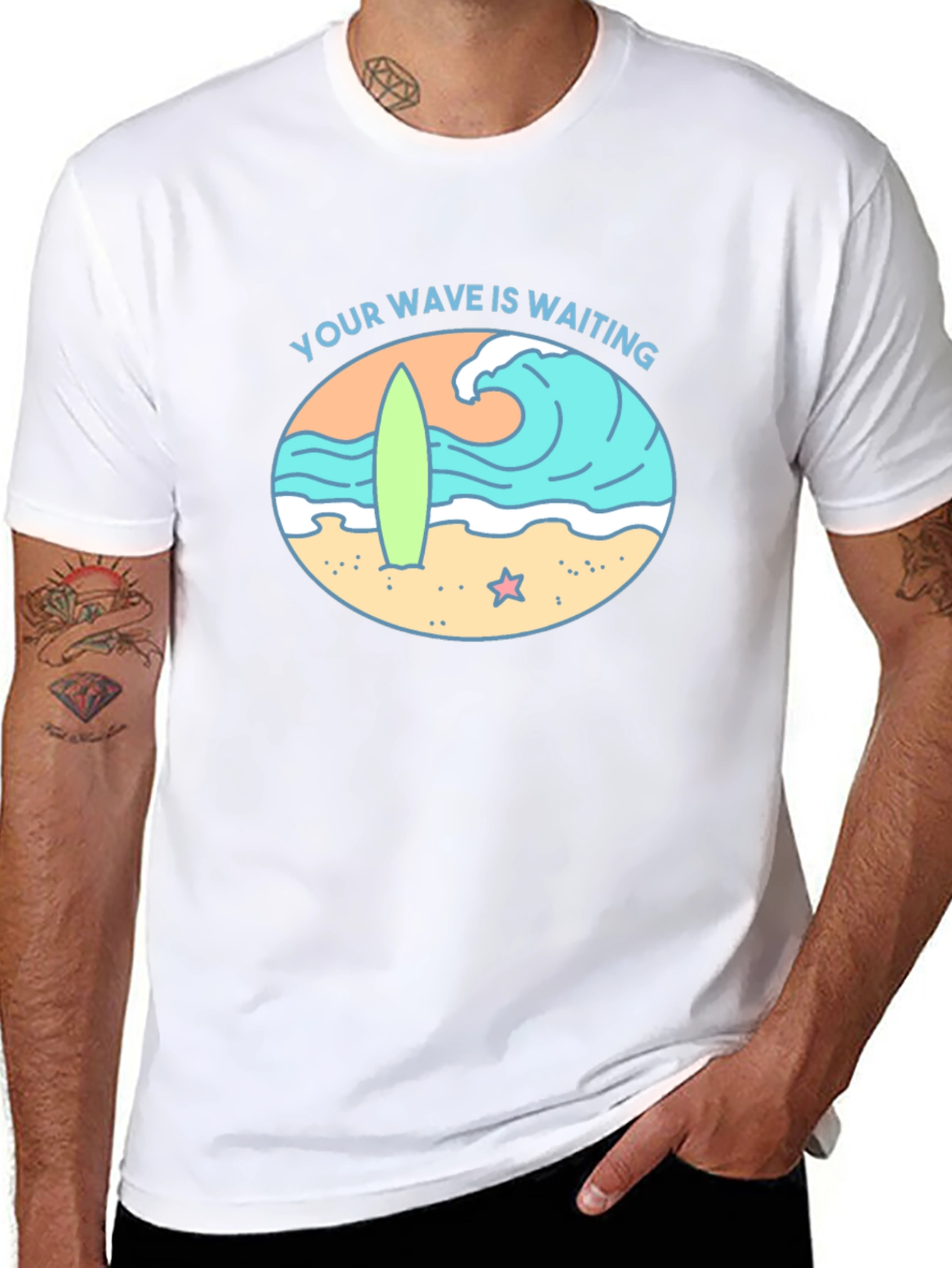 Your Wave Is Waiting Black Graphic Tee
