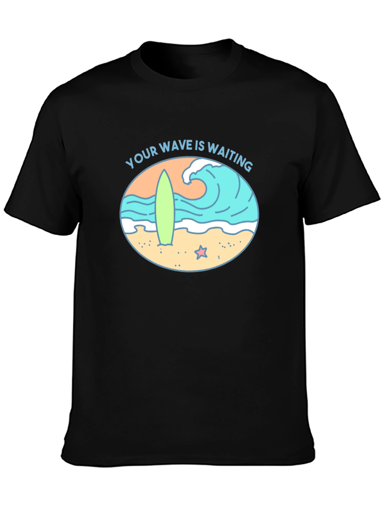 Your Wave Is Waiting Black Graphic Tee