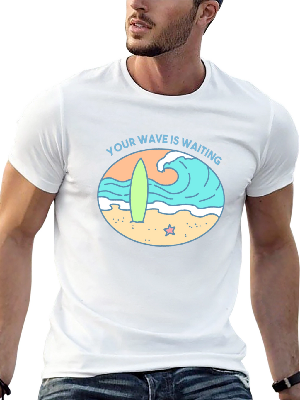 Your Wave Is Waiting Black Graphic Tee