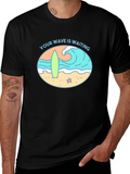 Your Wave Is Waiting Black Graphic Tee