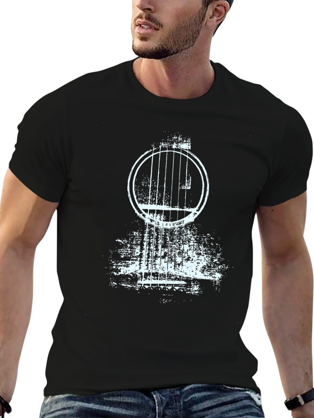 Cool Guitar Graphic Tee - Black