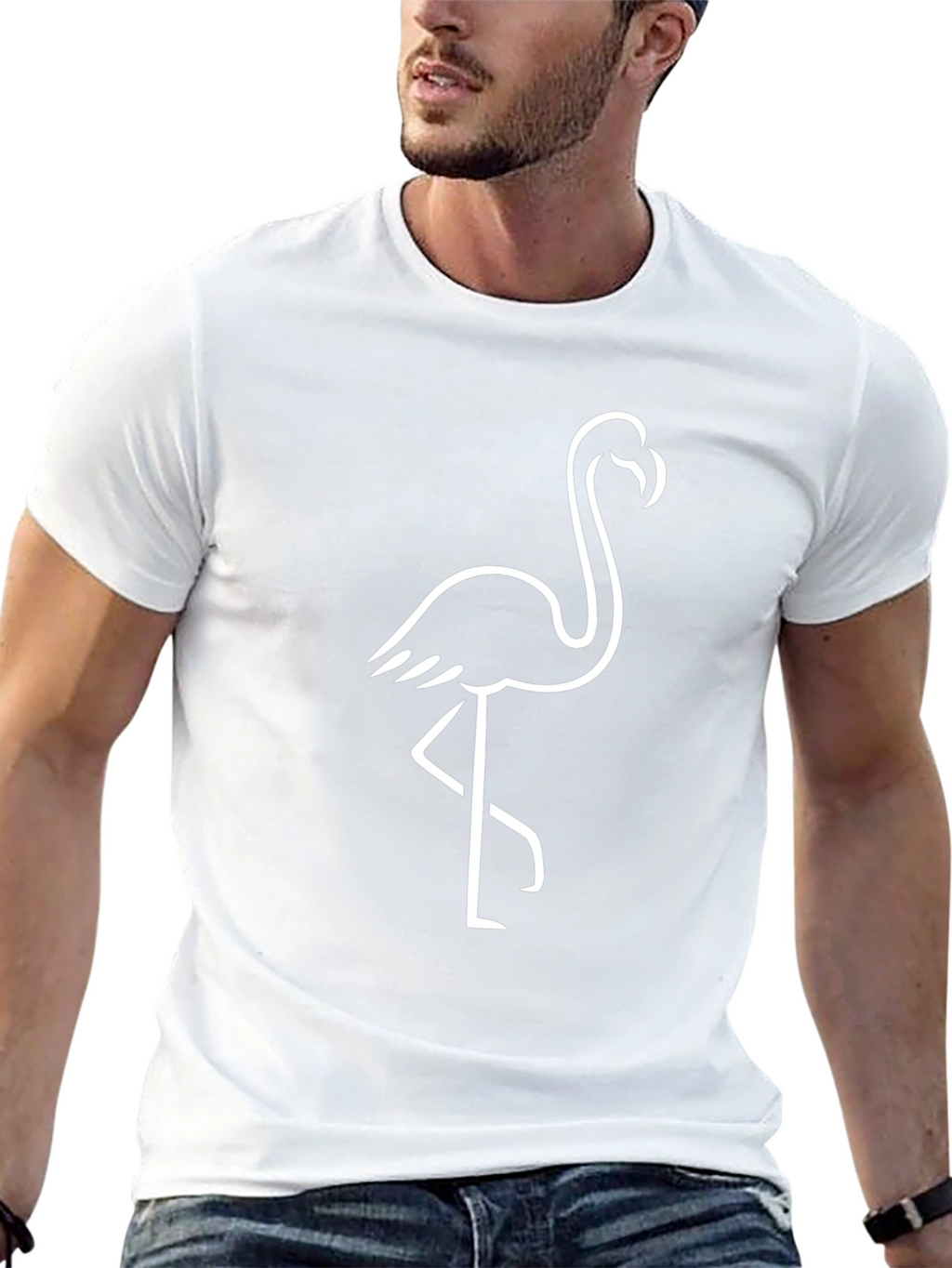 Minimalist Flamingo Graphic Tee - Black