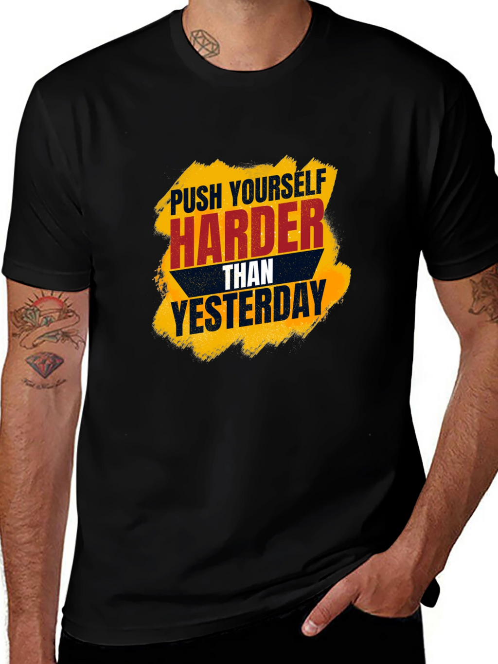 Motivational Black T-Shirt - Push Harder