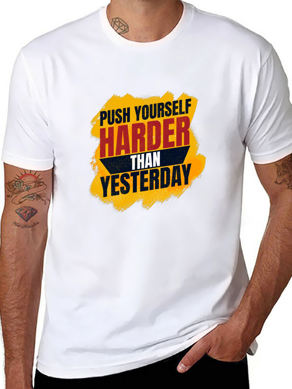 Motivational Black T-Shirt - Push Harder