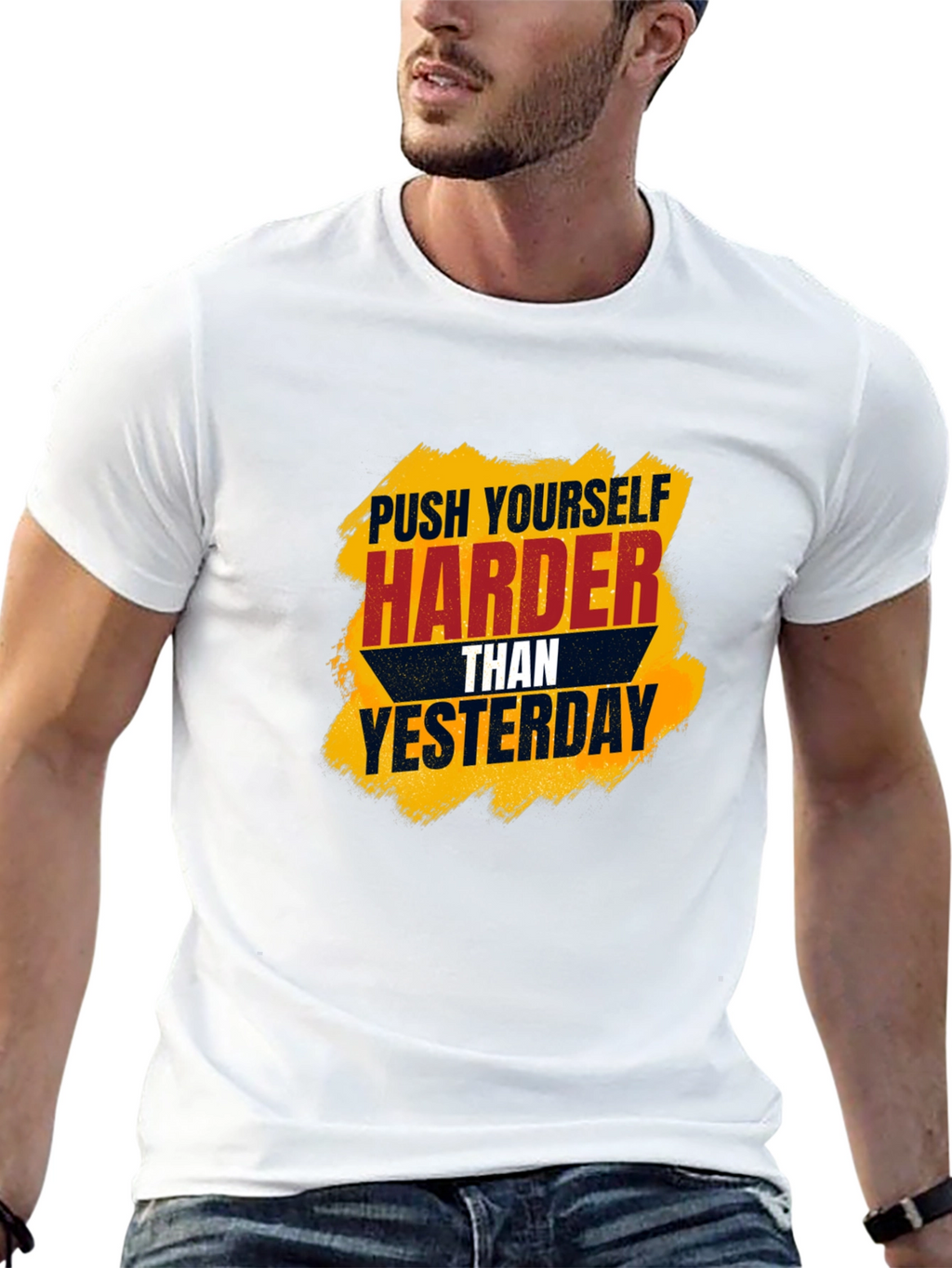 Motivational Black T-Shirt - Push Harder