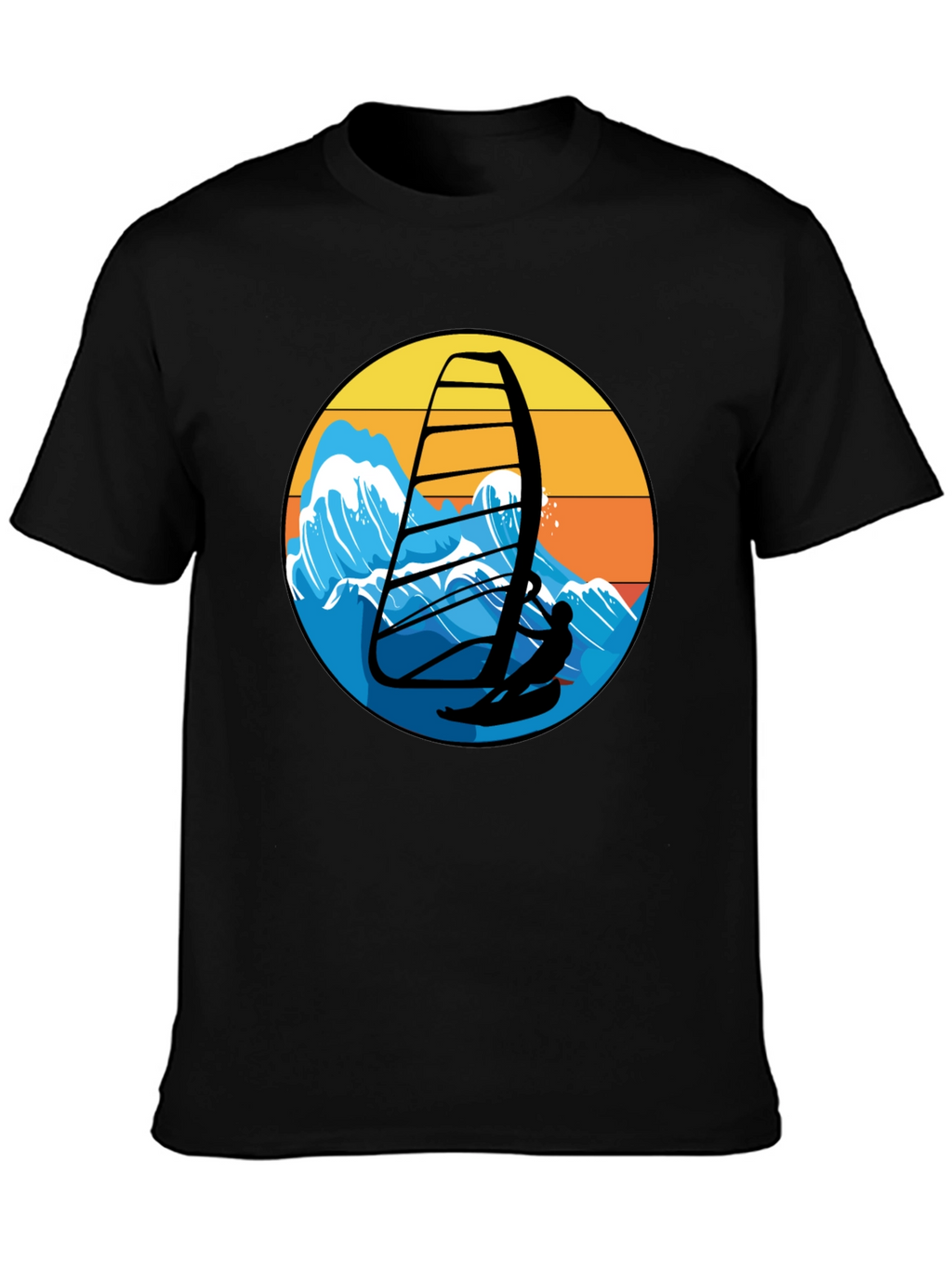 Windsurfing Graphic Tee - Black Casual T-Shirt