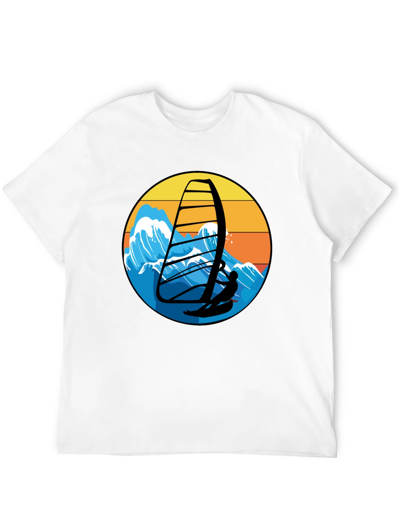 Windsurfing Graphic Tee - Black Casual T-Shirt