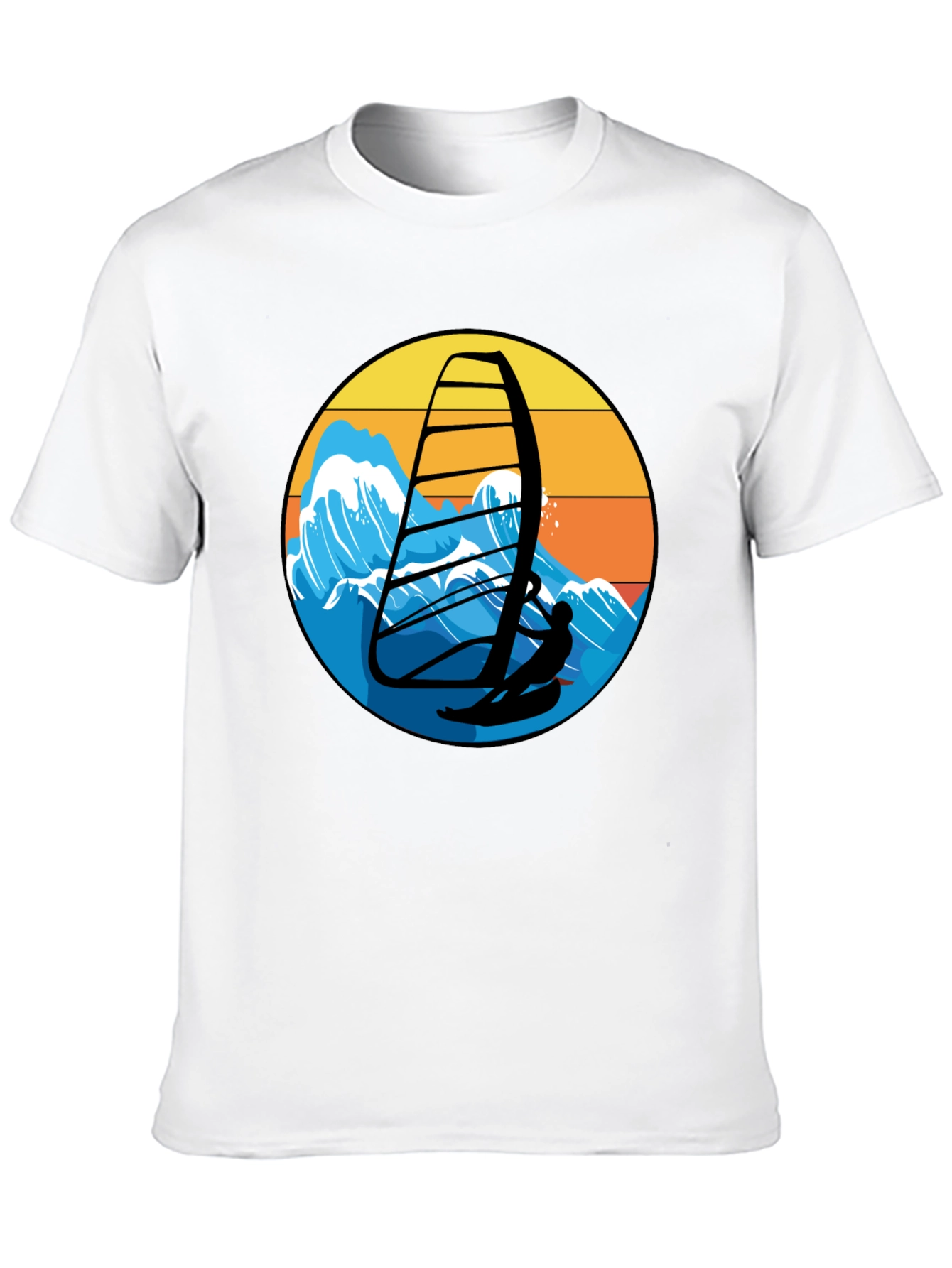 Windsurfing Graphic Tee - Black Casual T-Shirt