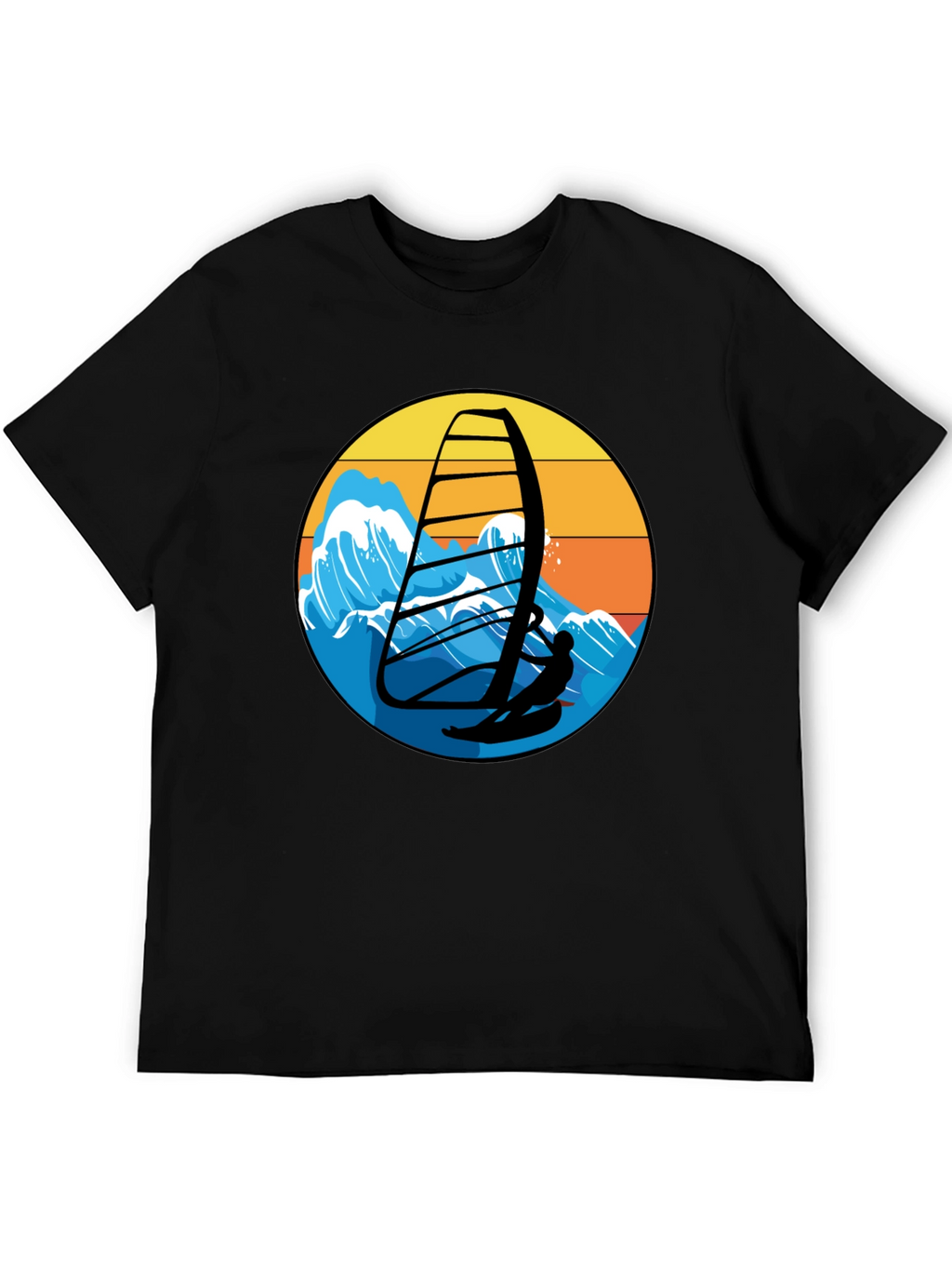 Windsurfing Graphic Tee - Black Casual T-Shirt