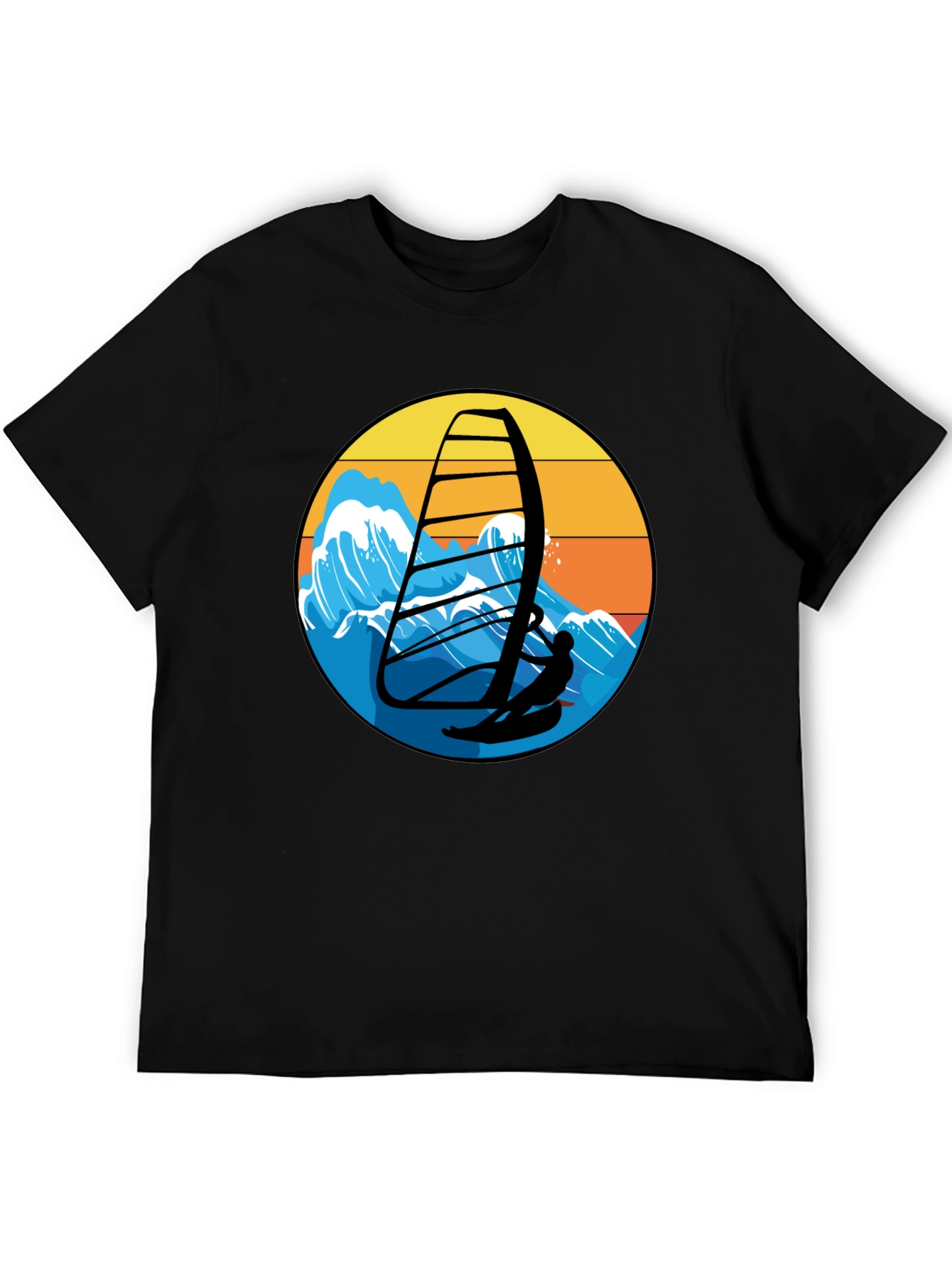 Windsurfing Graphic Tee - Black Casual T-Shirt