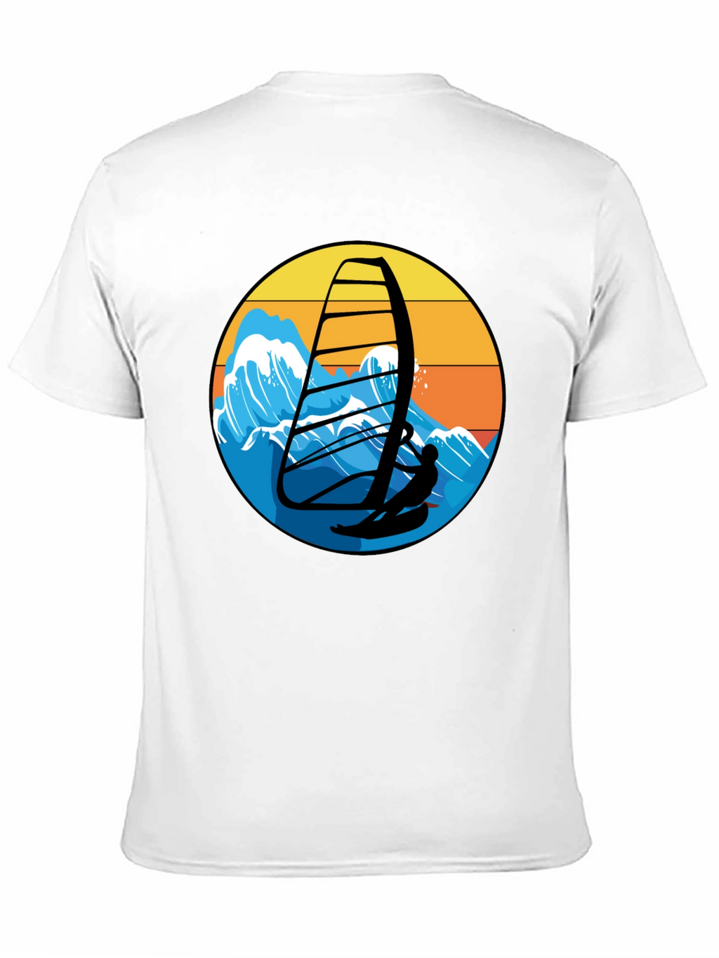 Windsurfing Graphic Tee - Black Casual T-Shirt