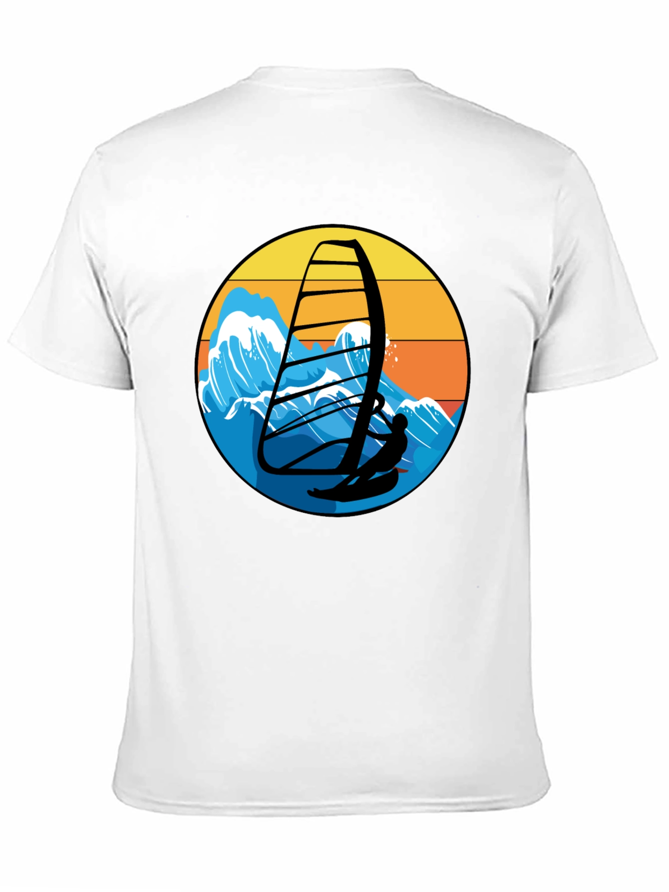 Windsurfing Graphic Tee - Black Casual T-Shirt