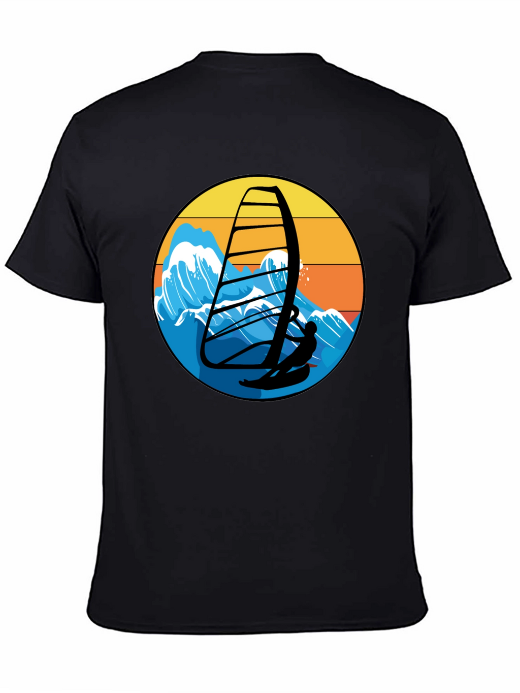 Windsurfing Graphic Tee - Black Casual T-Shirt