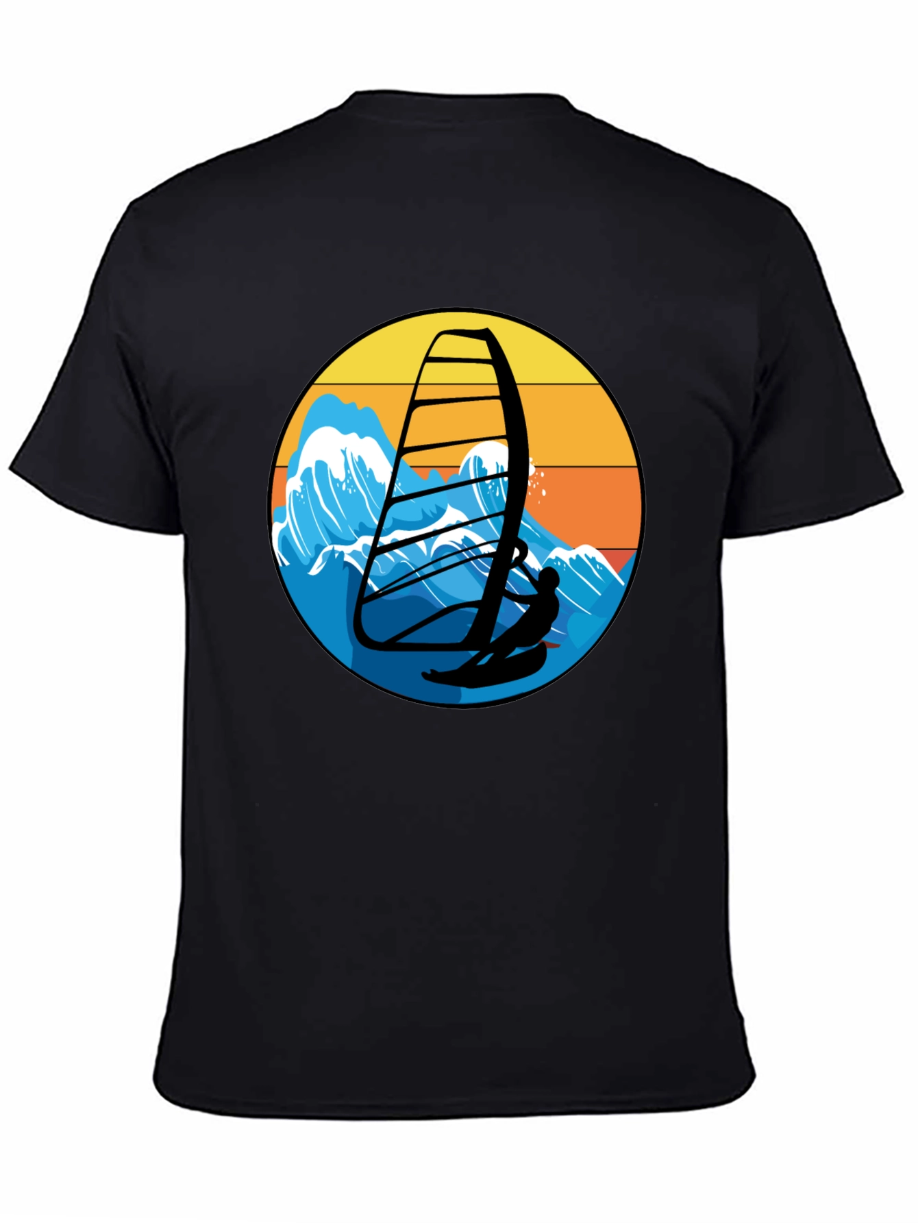 Windsurfing Graphic Tee - Black Casual T-Shirt