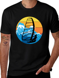 Windsurfing Graphic Tee - Black Casual T-Shirt