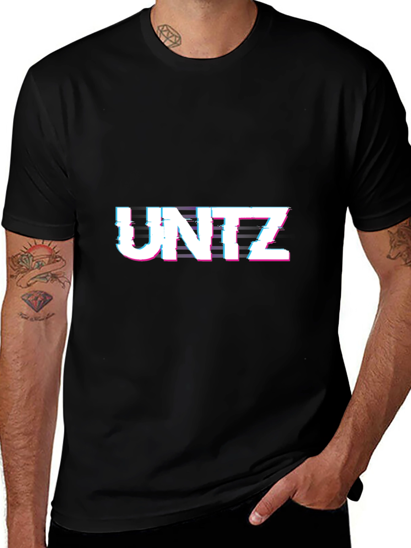 UNTZ Glitch T-Shirt - Graphic Tee - Mens Black Crew Neck