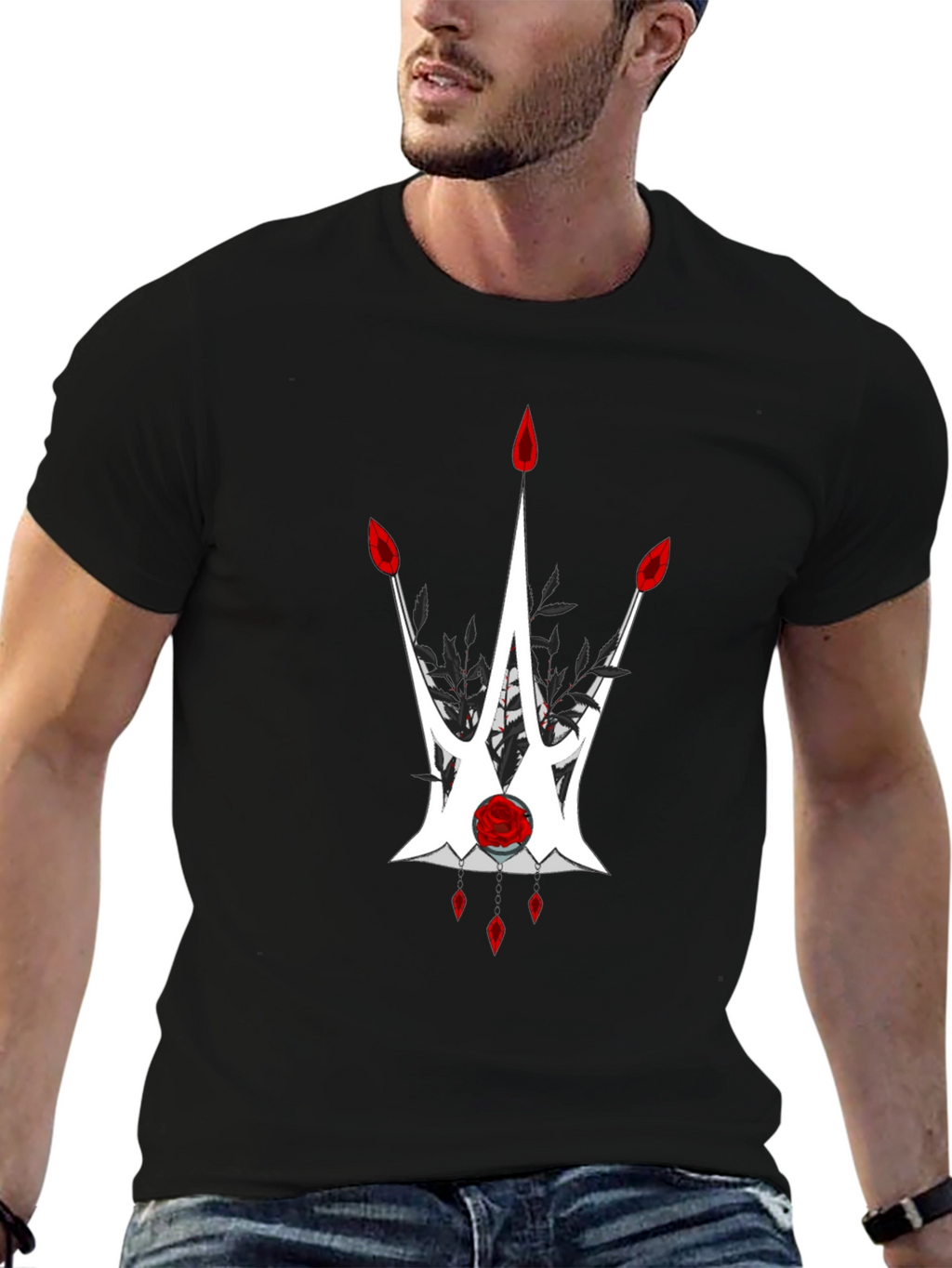 Black Graphic Tee - Crown Design