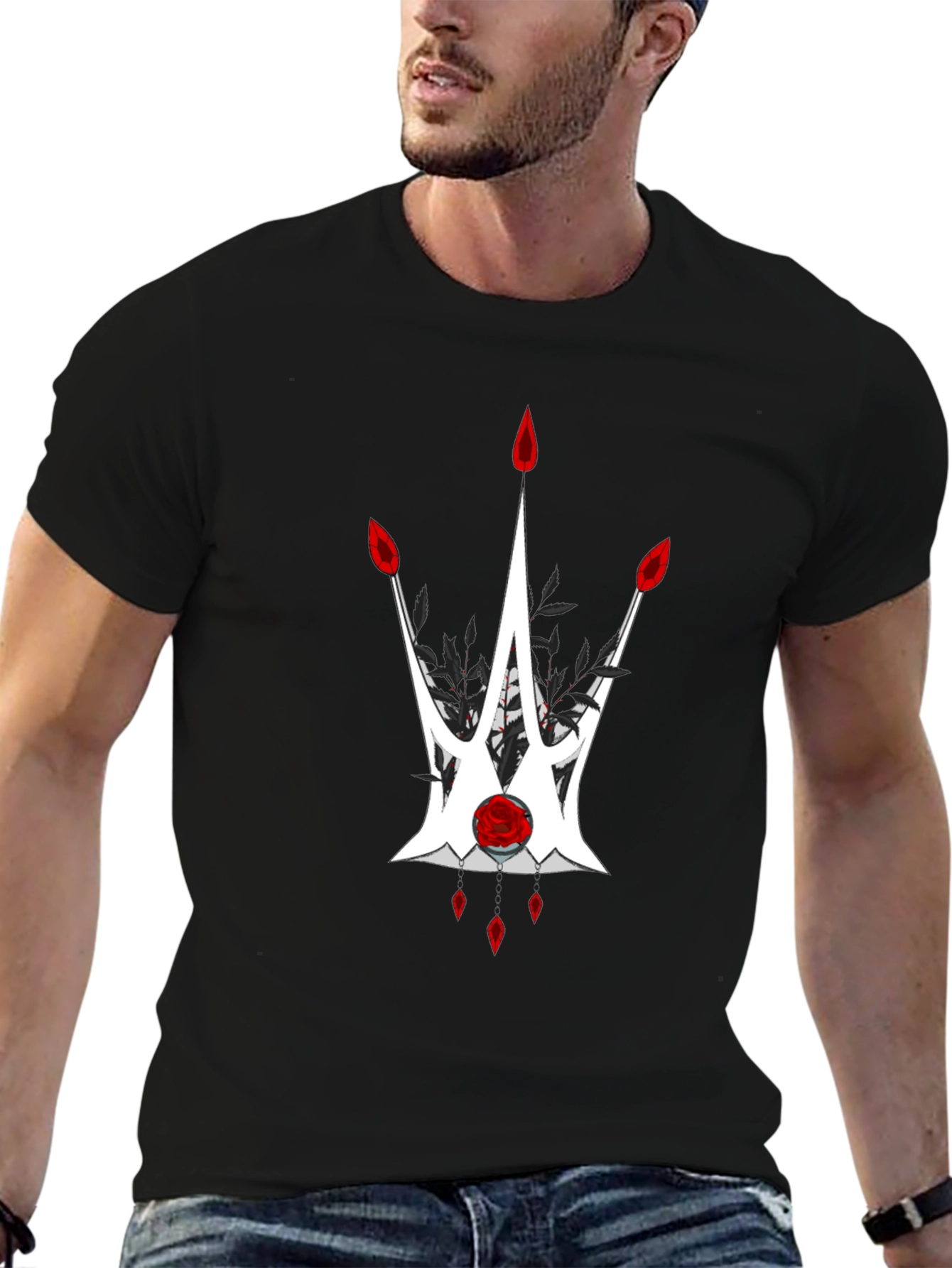 Black Graphic Tee - Crown Design