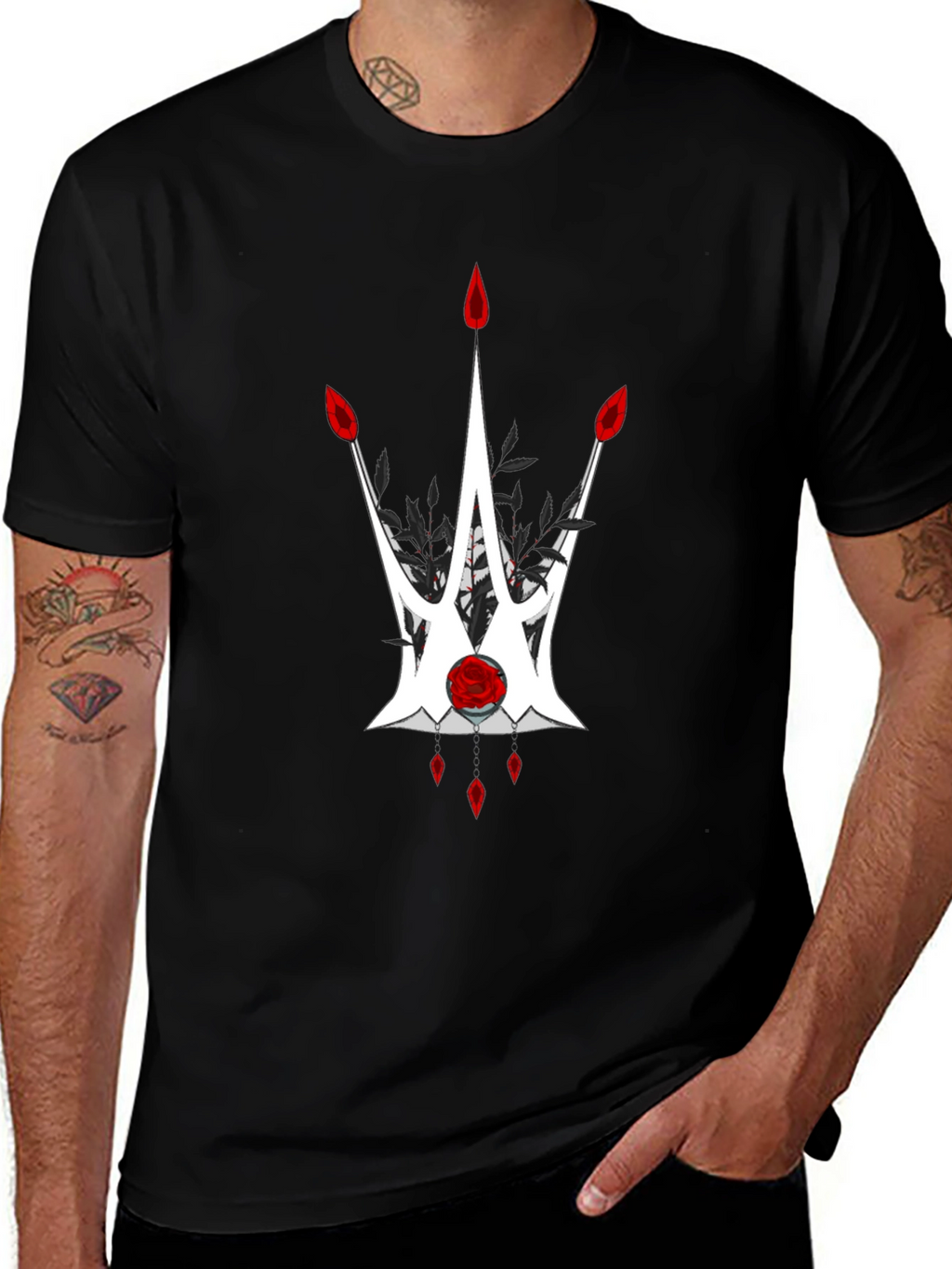 Black Graphic Tee - Crown Design