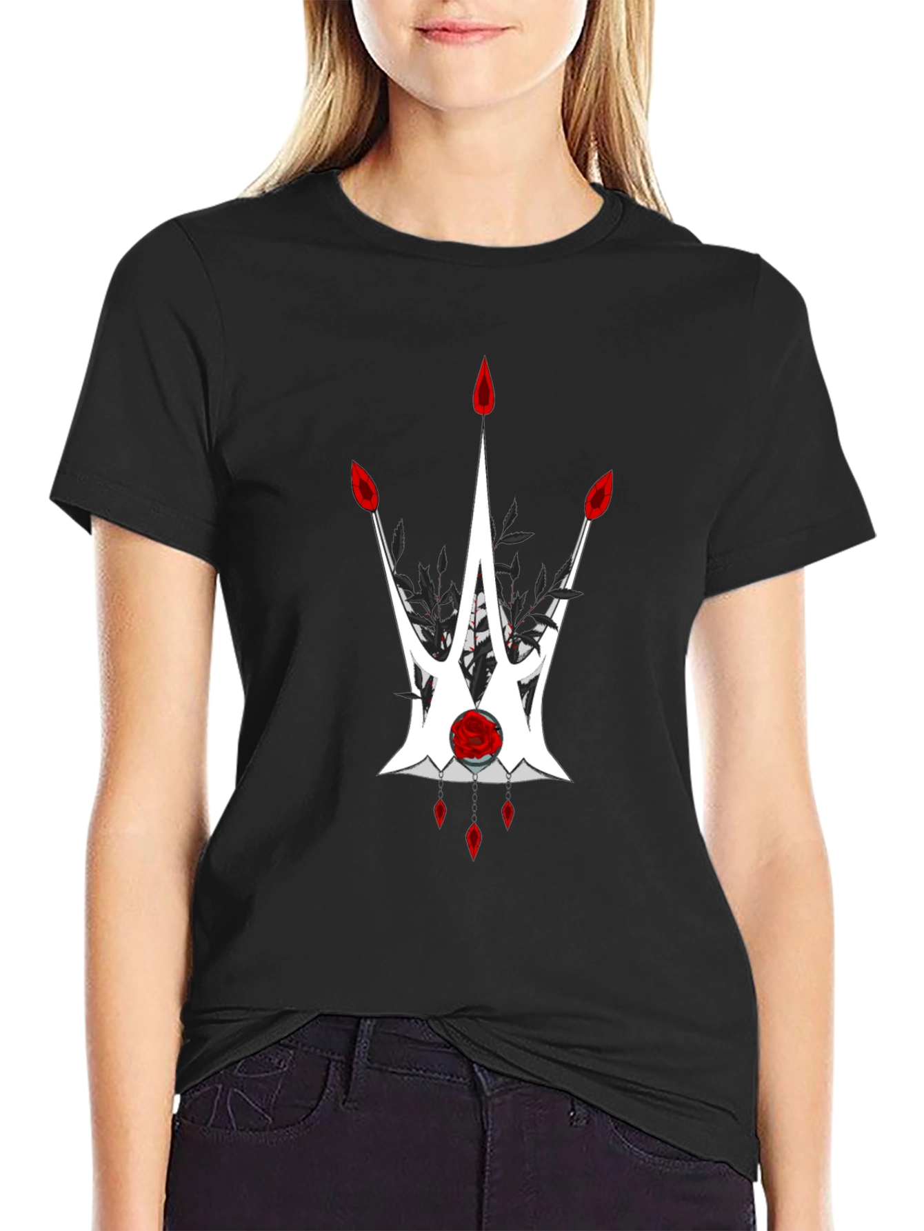 Black Graphic Tee - Crown Design