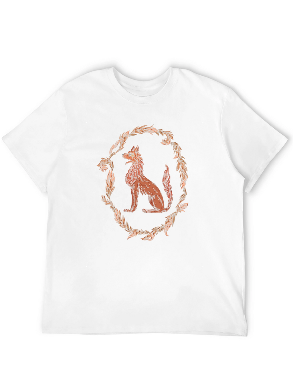 Wolf Wreath Graphic Tee - Black Cotton T-Shirt