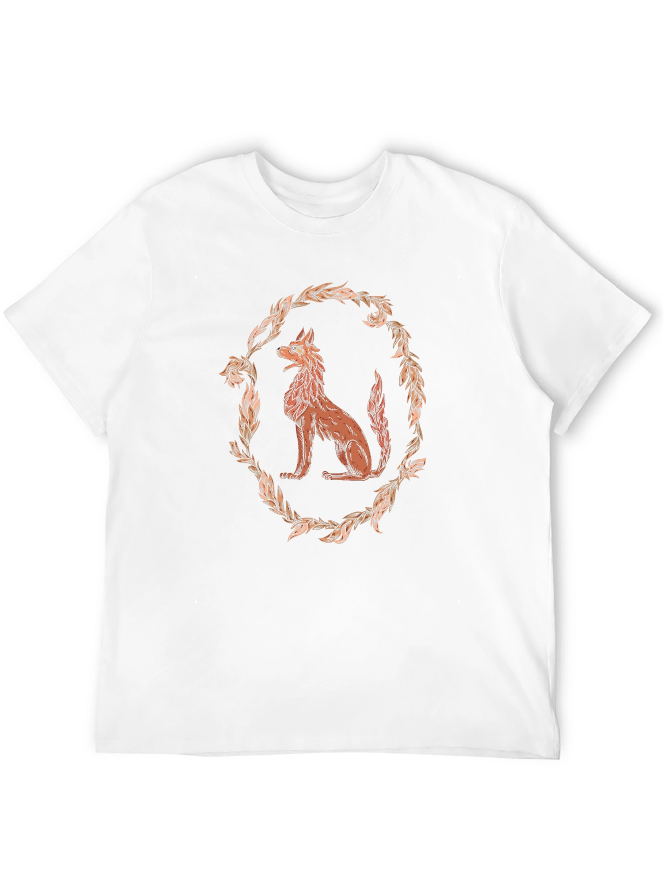 Wolf Wreath Graphic Tee - Black Cotton T-Shirt