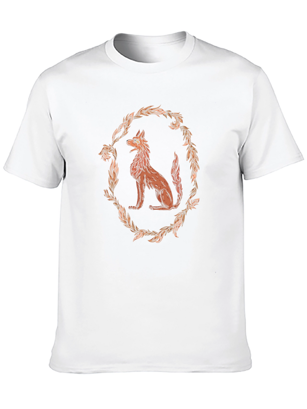 Wolf Wreath Graphic Tee - Black Cotton T-Shirt