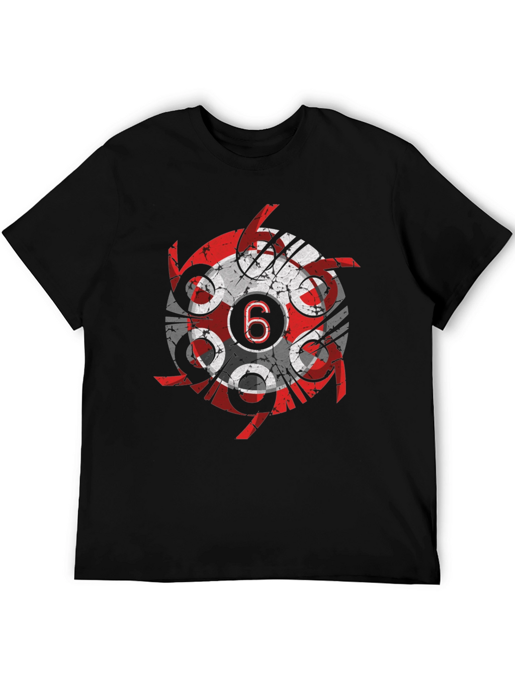 Grunge Circular 6 Design Black T-Shirt