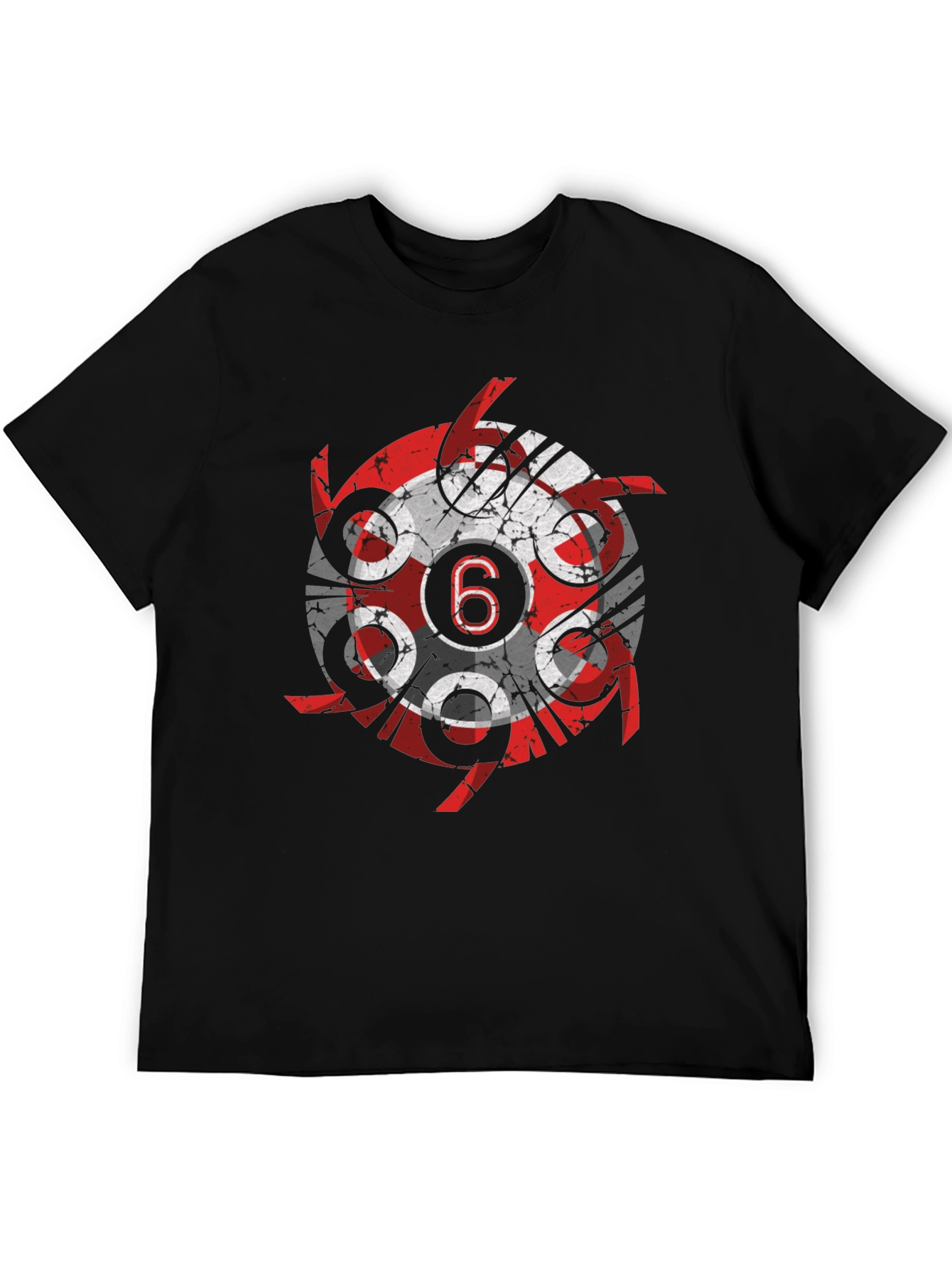 Grunge Circular 6 Design Black T-Shirt