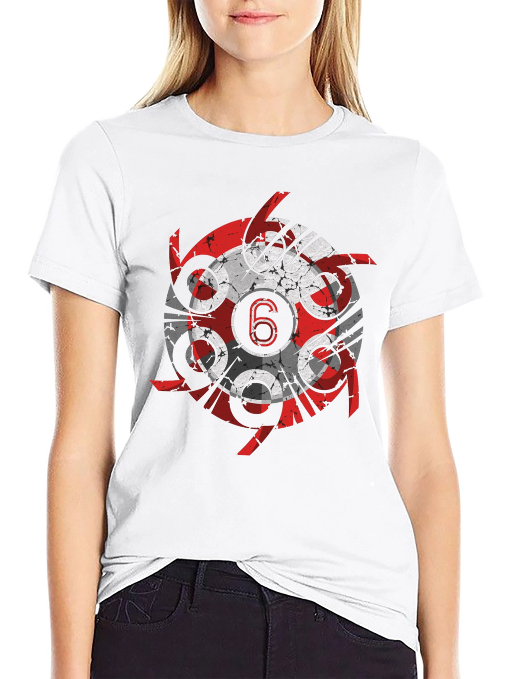 Grunge Circular 6 Design Black T-Shirt