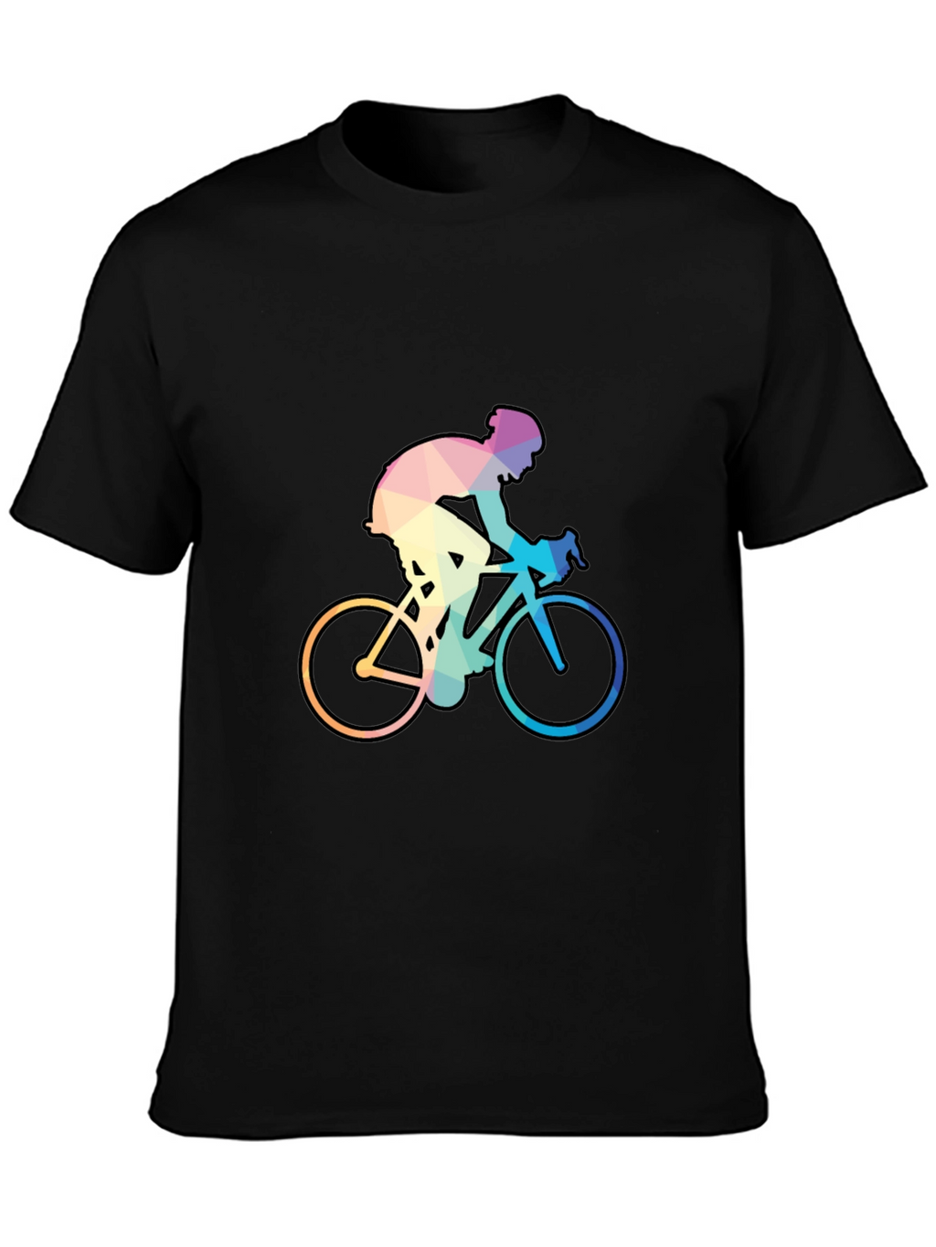Geometric Cyclist Graphic Tee - Black