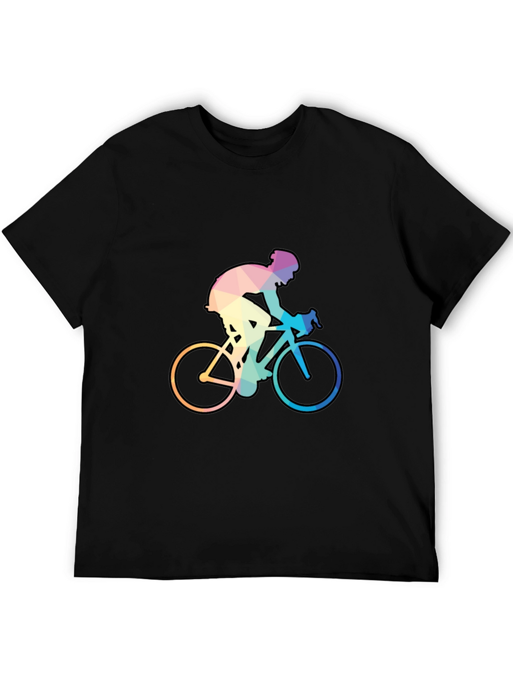 Geometric Cyclist Graphic Tee - Black