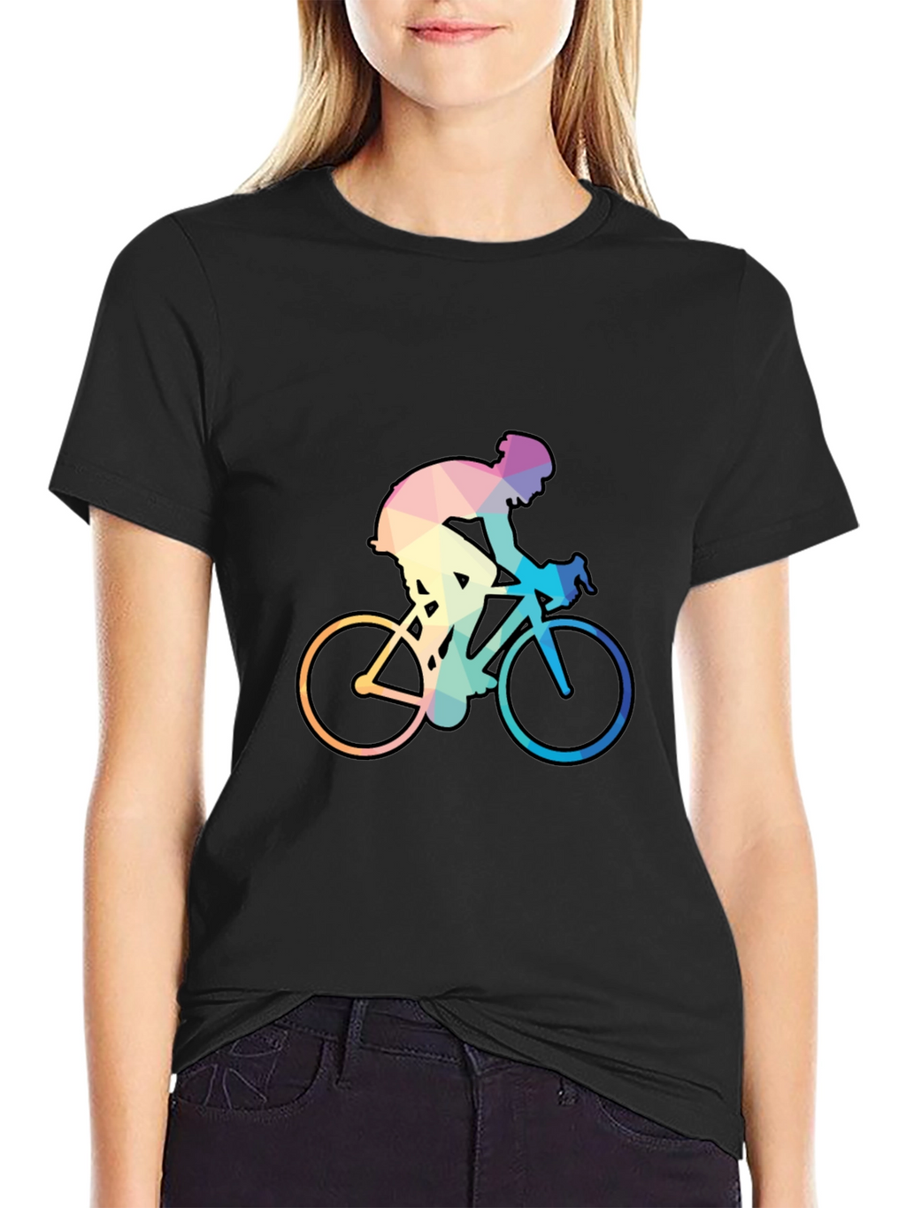 Geometric Cyclist Graphic Tee - Black