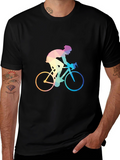 Geometric Cyclist Graphic Tee - Black